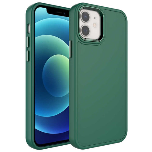 iPhone 11 Kılıf Metal Çerçeve ve Buton Tasarımlı Sert Zore Botox Kılıf - Koyu Yeşil
