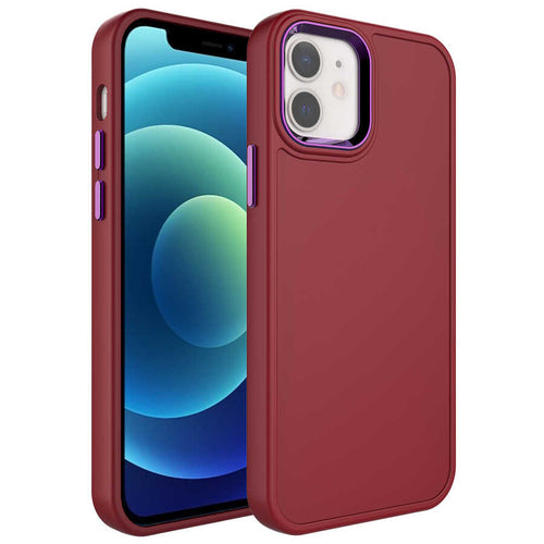 iPhone 11 Kılıf Metal Çerçeve ve Buton Tasarımlı Sert Zore Botox Kılıf - Koyu Mor