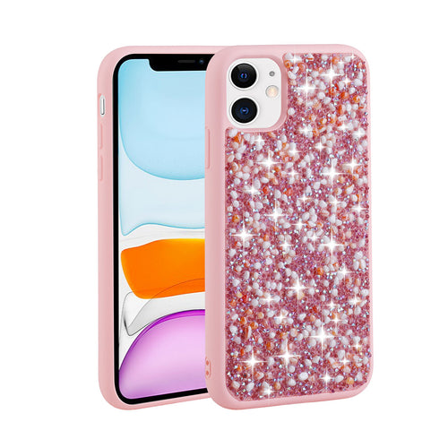 iPhone 11 Kılıf Parlak Taşlı Tasarım Zore Linea Kılıf - Pembe