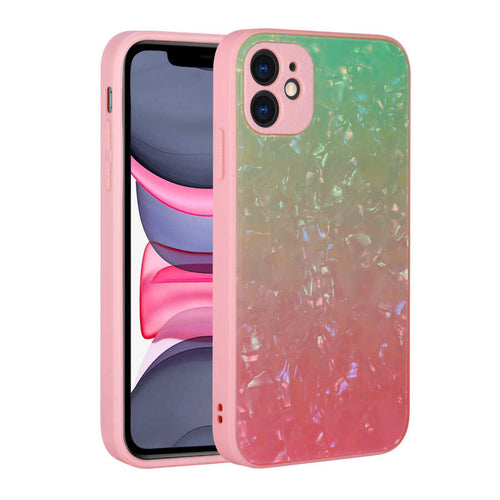 iPhone 11 Kılıf Renk Geçişli Mermer Desenli Sert Silikon Zore Granit Kılıf - NO4