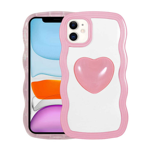 iPhone 11 Kılıf Renkli Kalp Figürlü Zore Ponçik Kılıf - Pembe