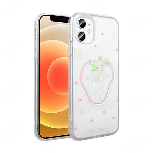 iPhone 11 Kılıf Şeffaf Figürlü Zore Folk Sert Kılıf - Çilek