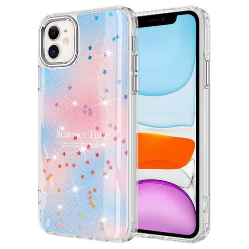 iPhone 11 Kılıf Simli Desenli Parlak Zore Task Kılıf - Mavi