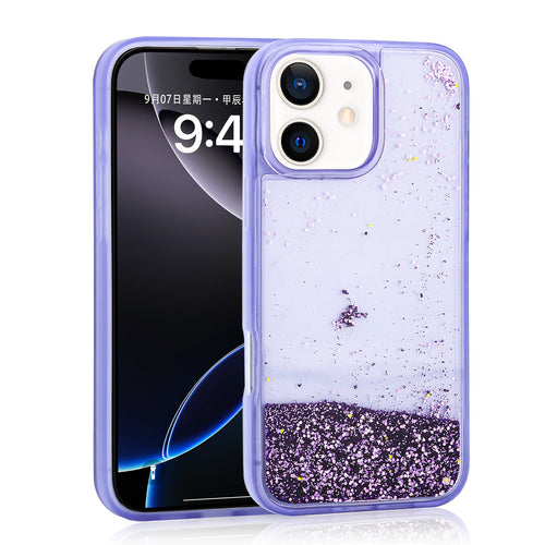 iPhone 11 Kılıf Sıvılı Simli Şeffaf Arka Yüzey Zore Keto Silikon Kılıf - Mor