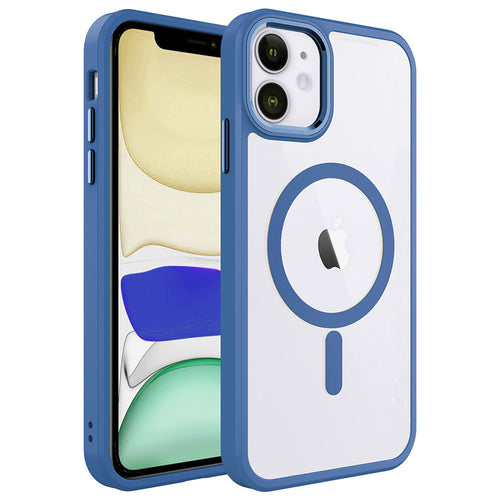 iPhone 11 Kılıf Wireless Şarj Özellikli Zore Krom M-safe Silikon Kılıf - Lavendery Gray