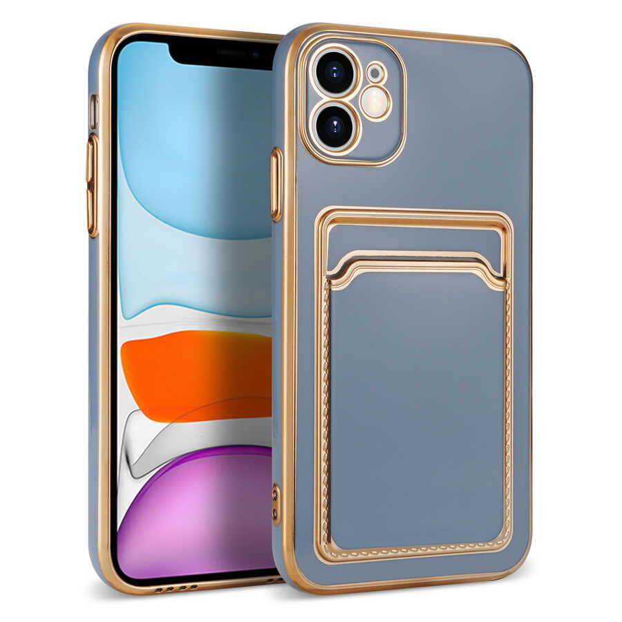iPhone 11 Kılıf Zore Bark Kartlıklı Kılıf - Mavi