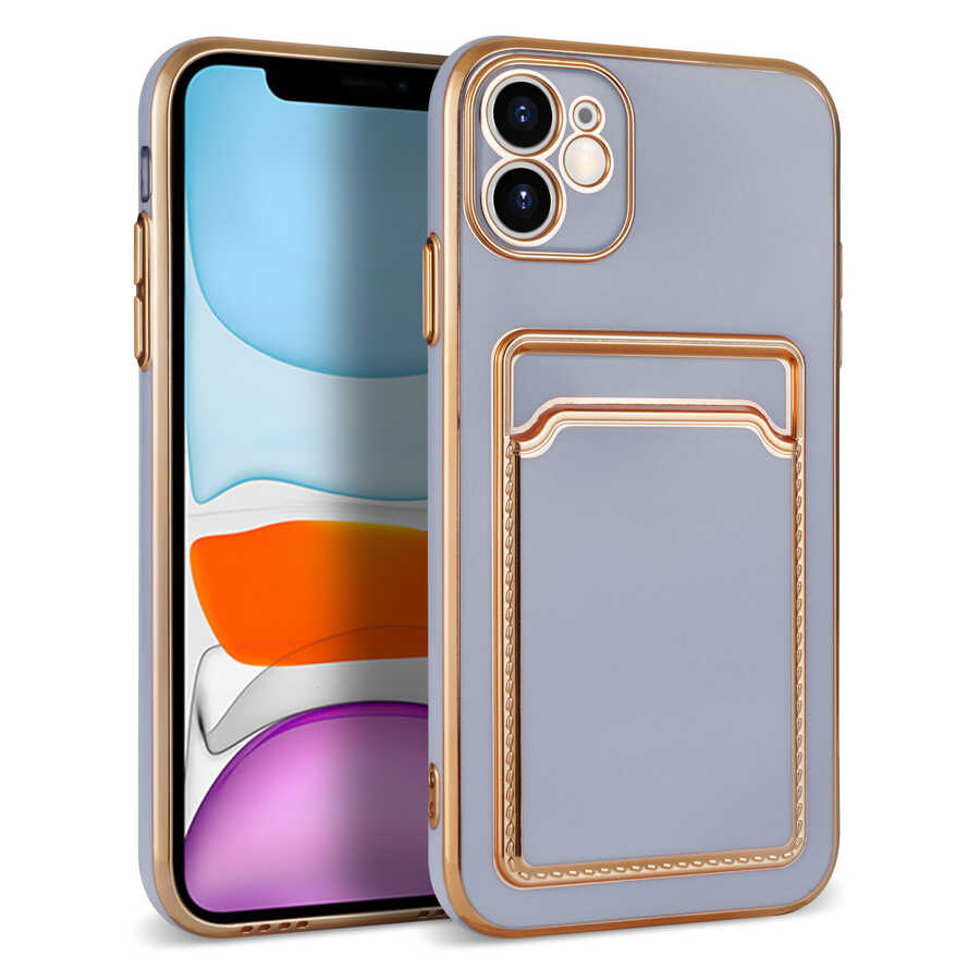 iPhone 11 Kılıf Zore Bark Kartlıklı Kılıf - Lila