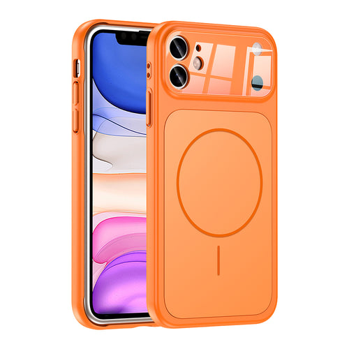 iPhone 11 Kılıf Zore M-Safe Şarj Özellikli Kamera Korumalı Formen Kılıf - Turuncu