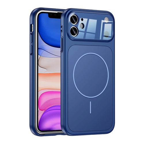 iPhone 11 Kılıf Zore M-Safe Şarj Özellikli Kamera Korumalı Formen Kılıf - Mavi