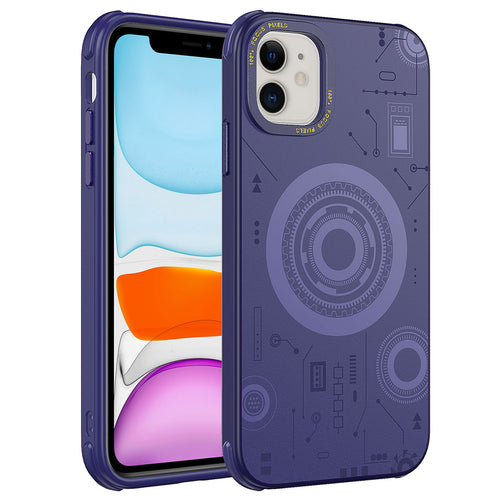 iPhone 11 Kılıf Zore Wireless Şarj Özellikli Desenli Hot Kılıf - Derin Mor