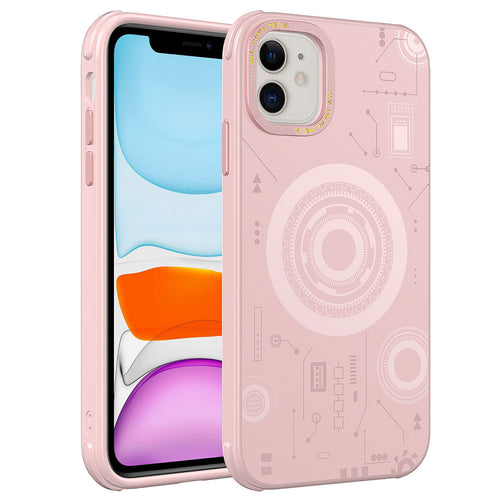 iPhone 11 Kılıf Zore Wireless Şarj Özellikli Desenli Hot Kılıf - Rose Gold