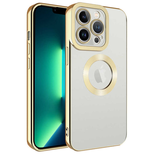 iPhone 11 Pro Kılıf Kamera Korumalı Logo Gösteren Zore Omega Kılıf - Gold