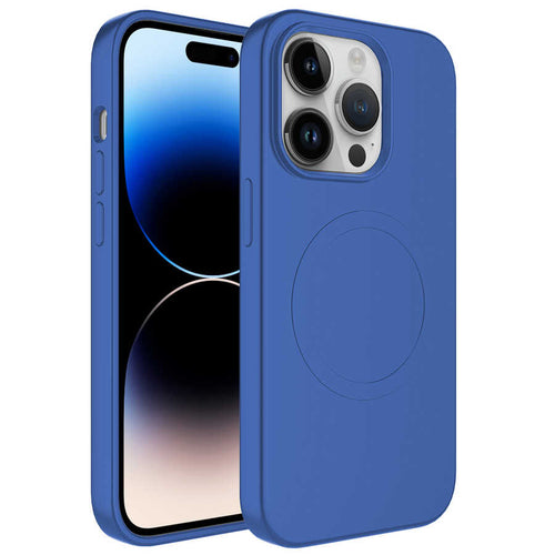 iPhone 11 Pro Kılıf M-safe Wireless Şarj Özellikli Pastel Renk Silikon Zore Plas Kılıf - Mavi