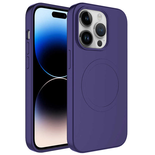 iPhone 11 Pro Kılıf M-safe Wireless Şarj Özellikli Pastel Renk Silikon Zore Plas Kılıf - Mürdüm