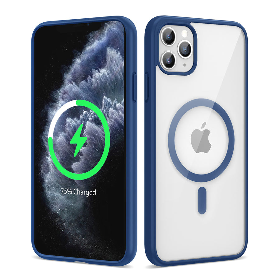 iPhone 11 Pro Kılıf M-safe Wireless Şarj Özellikli Silikon Zore Ege Kılıf - Mavi