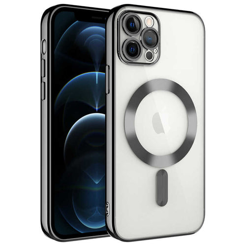 iPhone 11 Pro Max Kılıf Kamera Korumalı M-safe Wireless Şarj Özellikli Zore Demre Kılıf - Siyah