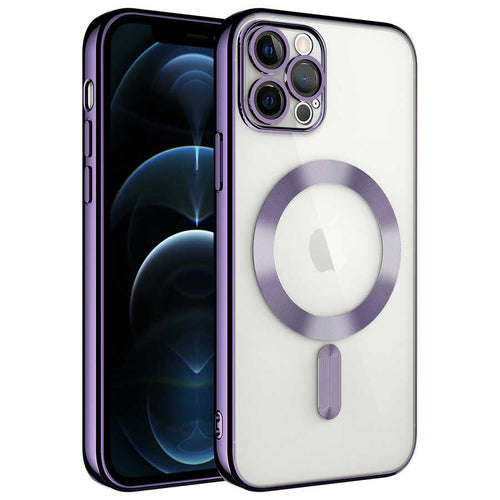 iPhone 11 Pro Max Kılıf Kamera Korumalı M-safe Wireless Şarj Özellikli Zore Demre Kılıf - Derin Mor