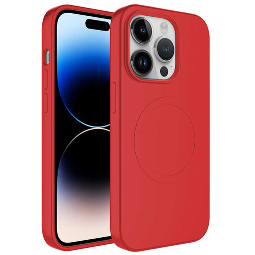 iPhone 11 Pro Max Kılıf M-safe Wireless Şarj Özellikli Pastel Renk Silikon Zore Plas Kılıf - Kırmızı