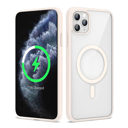 iPhone 11 Pro Max Kılıf M-safe Wireless Şarj Özellikli Silikon Zore Ege Kılıf - Pembe