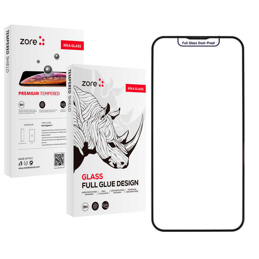 iPhone 11 Pro Zore Rika Premium Temperli Cam Ekran Koruyucu - Siyah