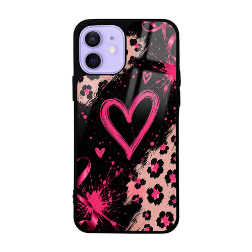iPhone 12 Kılıf Kamera Korumalı Desenli Zore Lusi Kılıf - Pembe Kalp