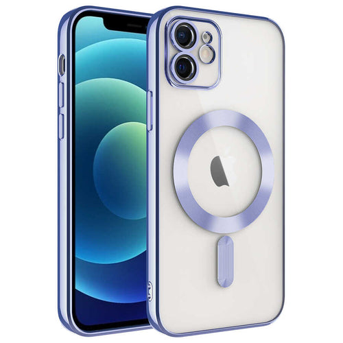 iPhone 12 Kılıf Kamera Korumalı M-safe Wireless Şarj Özellikli Zore Demre Kılıf - Lila