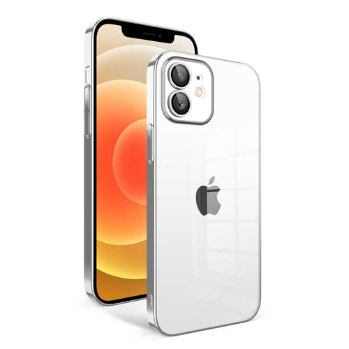 iPhone 12 Kılıf Kamera Korumalı Renkli Çerçeveli Zore Garaj Kılıf - Gümüş