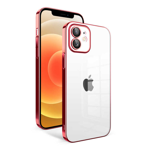 iPhone 12 Kılıf Kamera Korumalı Renkli Çerçeveli Zore Garaj Kılıf - Kırmızı