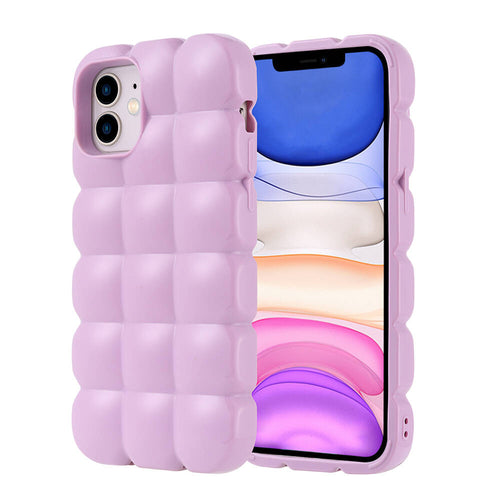 iPhone 12 Kılıf Parlak Esnek Silikon Zore Dom Dom Kılıf - Lila