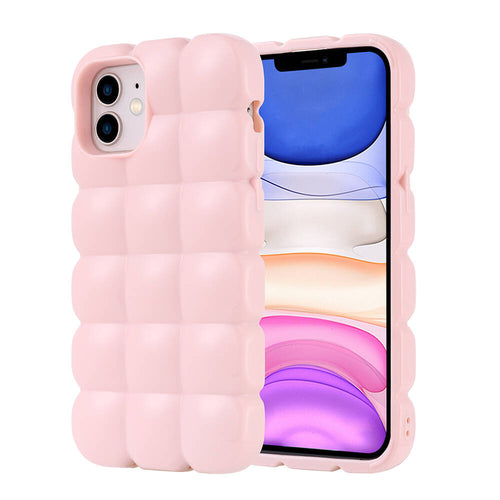 iPhone 12 Kılıf Parlak Esnek Silikon Zore Dom Dom Kılıf - Pembe