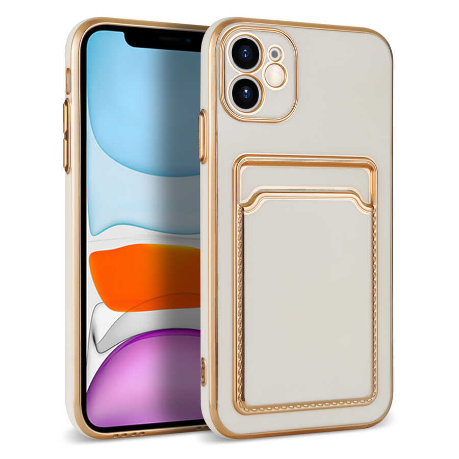 iPhone 12 Kılıf Zore Bark Kartlıklı Kılıf - Beyaz