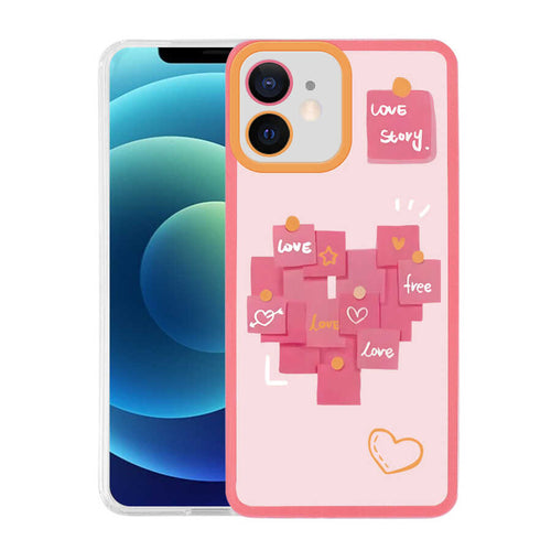iPhone 12 Kılıf Zore M-Fit Desenli Kılıf - Love Story No2