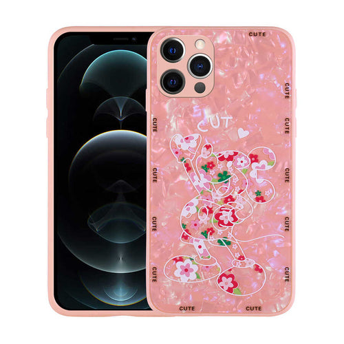 iPhone 12 Pro Kılıf Desenli Sert Silikon Zore Mumila Kılıf - Pink Mouse