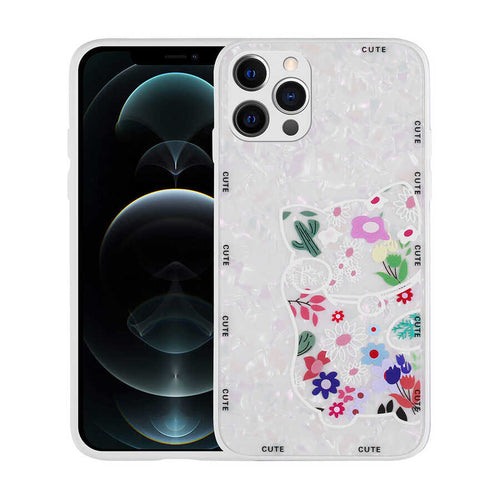 iPhone 12 Pro Kılıf Desenli Sert Silikon Zore Mumila Kılıf - White Cat