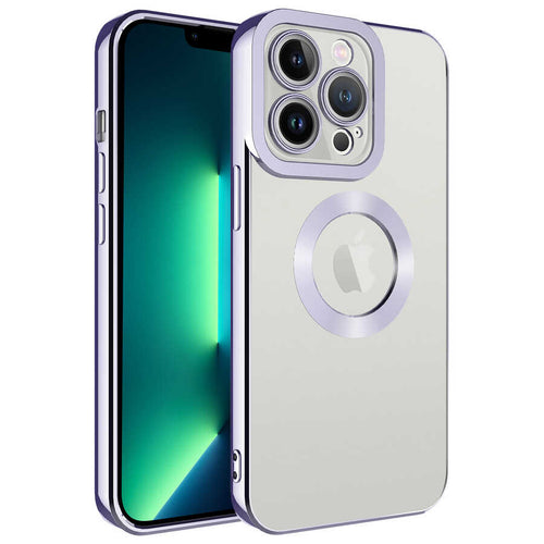 iPhone 12 Pro Kılıf Kamera Korumalı Logo Gösteren Zore Omega Kılıf - Lila