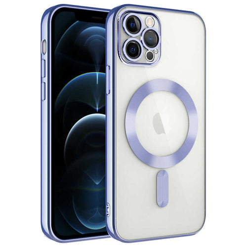 iPhone 12 Pro Kılıf Kamera Korumalı M-safe Wireless Şarj Özellikli Zore Demre Kılıf - Lila