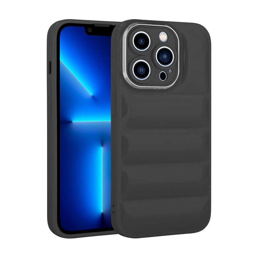 iPhone 12 Pro Kılıf Kamera Korumalı Parlak Airbag'li Zore Galya Kılıf - Siyah