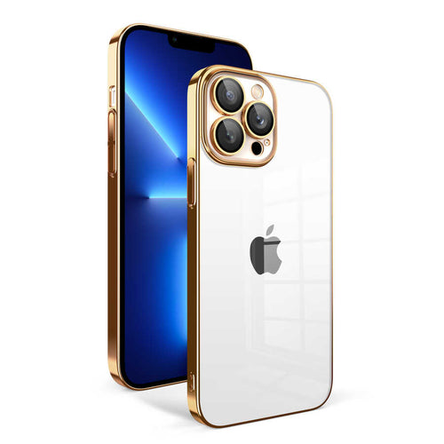 iPhone 12 Pro Kılıf Kamera Korumalı Renkli Çerçeveli Zore Garaj Kılıf - Gold