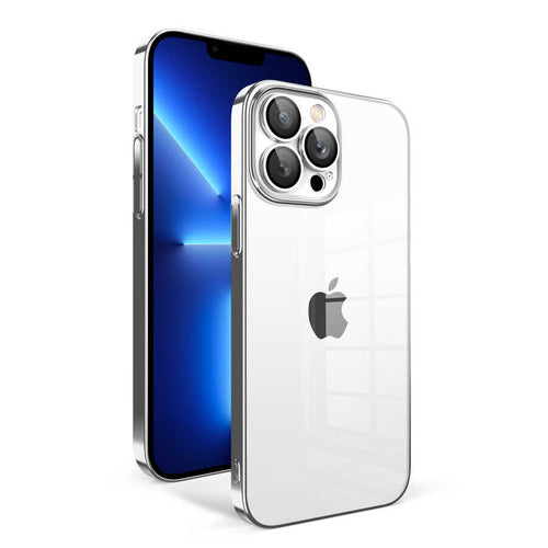 iPhone 12 Pro Kılıf Kamera Korumalı Renkli Çerçeveli Zore Garaj Kılıf - Gümüş
