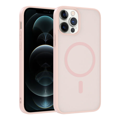 iPhone 12 Pro Kılıf M-safe Şarj Özellikli Zore Babet Kılıf - Pembe