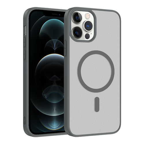 iPhone 12 Pro Kılıf M-safe Şarj Özellikli Zore Babet Kılıf - Gri