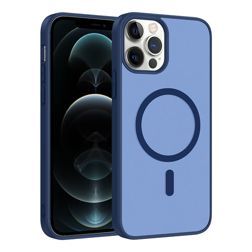 iPhone 12 Pro Kılıf M-safe Şarj Özellikli Zore Babet Kılıf - Mavi