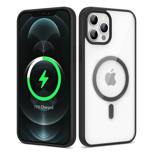 iPhone 12 Pro Kılıf M-safe Wireless Şarj Özellikli Silikon Zore Ege Kılıf - Siyah