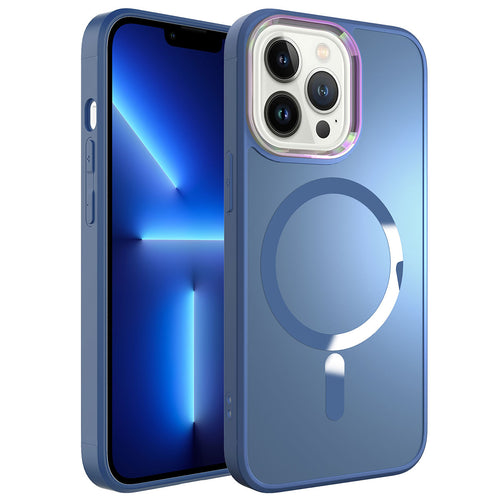 iPhone 12 Pro Kılıf M-safe Wireless Şarj Özellikli Zore Stil Kılıf - Sierra Mavi