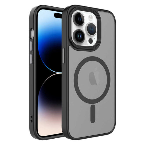 iPhone 12 Pro Kılıf Mat Arka Yüzey Wireless Şarj Özellikli Zore Flet M-safe Kılıf - Siyah