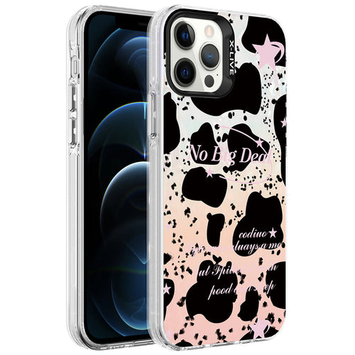iPhone 12 Pro Kılıf Mermer Desenli Zore Marbello Kılıf - Siyah-Beyaz