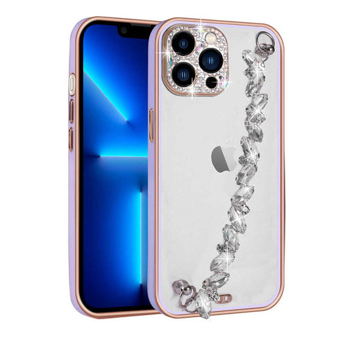 iPhone 12 Pro Kılıf Taş Süslemeli Kamera Korumalı El Tutamaçlı Zore Blazer Kılıf - Lila