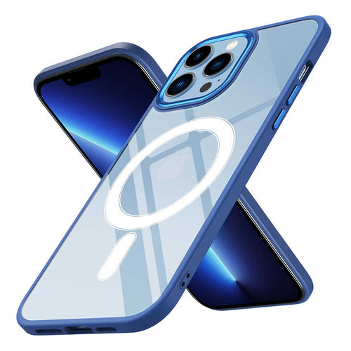 iPhone 12 Pro Kılıf Wireless Şarj Özellikli Zore Krom M-safe Silikon Kılıf - Lacivert