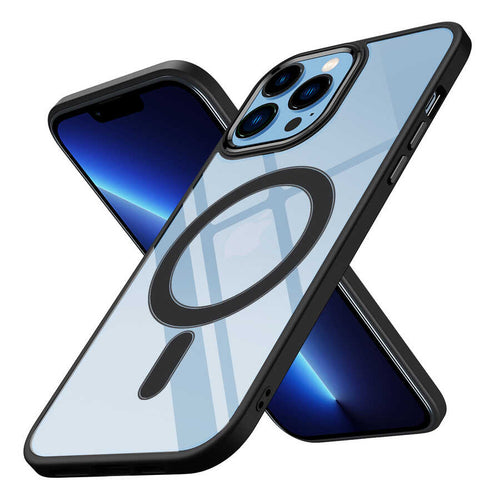 iPhone 12 Pro Kılıf Wireless Şarj Özellikli Zore Krom M-safe Silikon Kılıf - Siyah