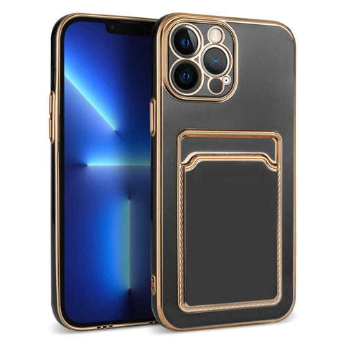iPhone 12 Pro Kılıf Zore Bark Kartlıklı Kılıf - Siyah
